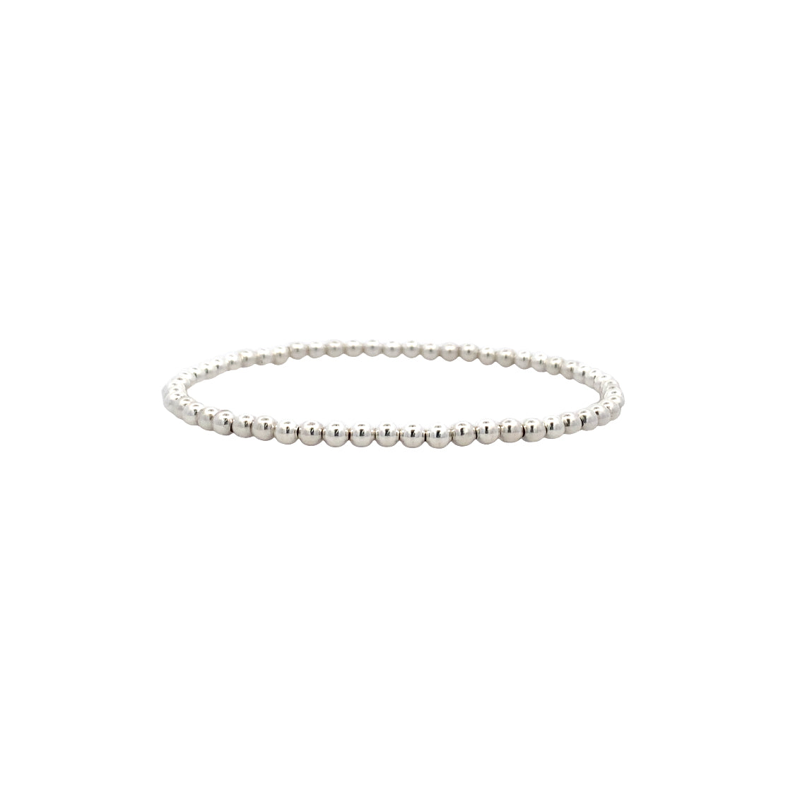 Karen Lazar Stretch 3mm Silver Beaded Bracelet Size 6.25