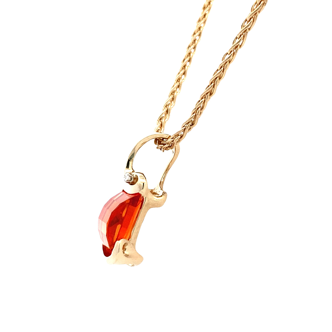 ESTATE Synthetic Orange Pendant in Yellow Gold