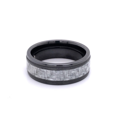8mm Fancy Wedding Band in Black Zirconium
