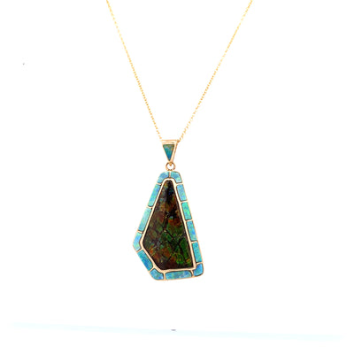 ESTATE David Freeland Jr. Opal/Boulder Opal Pendant in Yellow Gold