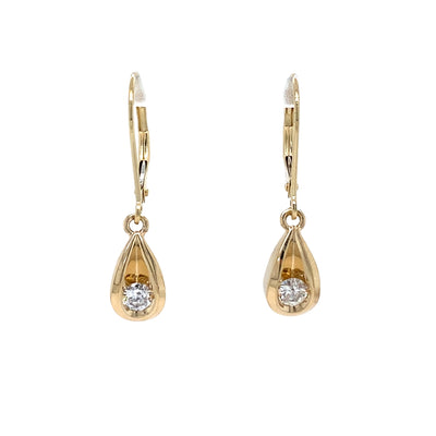 ESTATE Diamond Drop Earrings in Yellow Gold