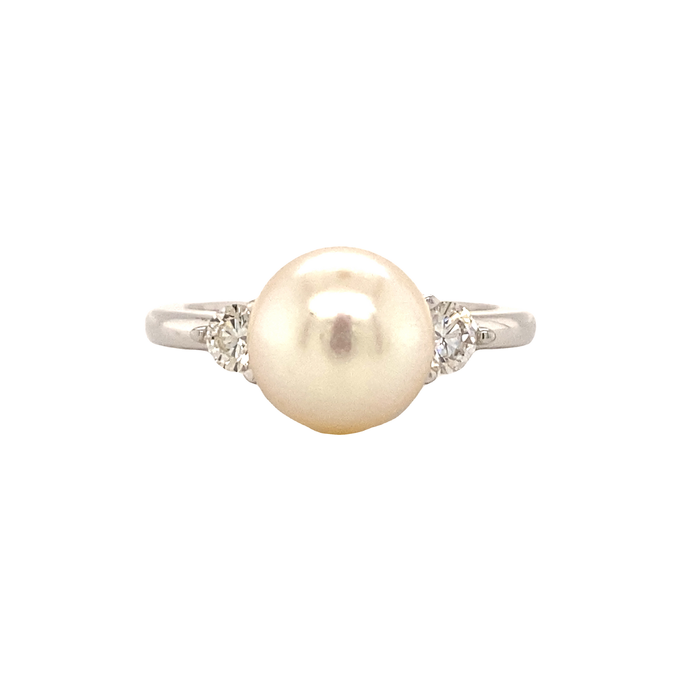 Pearl and Diamond Ring in White Gold by B&C