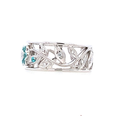 Paraiba Tourmaline and Diamond Ring in White Gold by Simon G