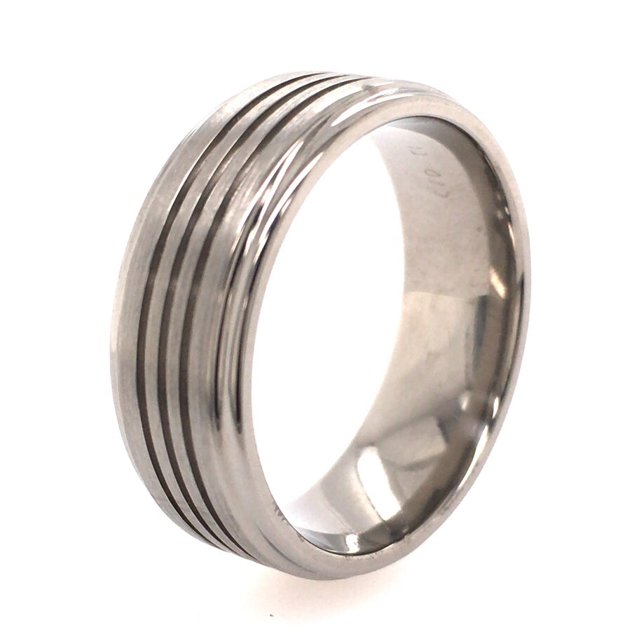 Fancy 8mm Wedding Band in Titanium