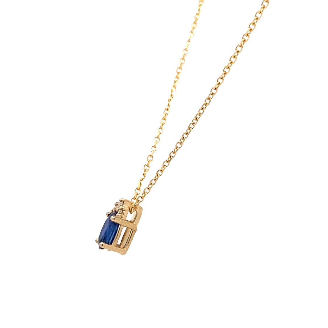 Sapphire and Diamond Pendant in 14K Yellow Gold with 16" Chain by Beeghly & Co. Creations