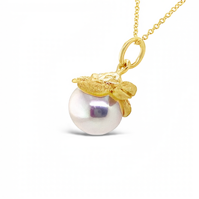 Galatea Jewelry by Artist 14 Karat Yellow Gold Turtle Pearl Pendants 14K-017YW