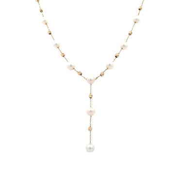 Brilliance Beaded Pearl Necklace in Yellow Gold  by Imperial