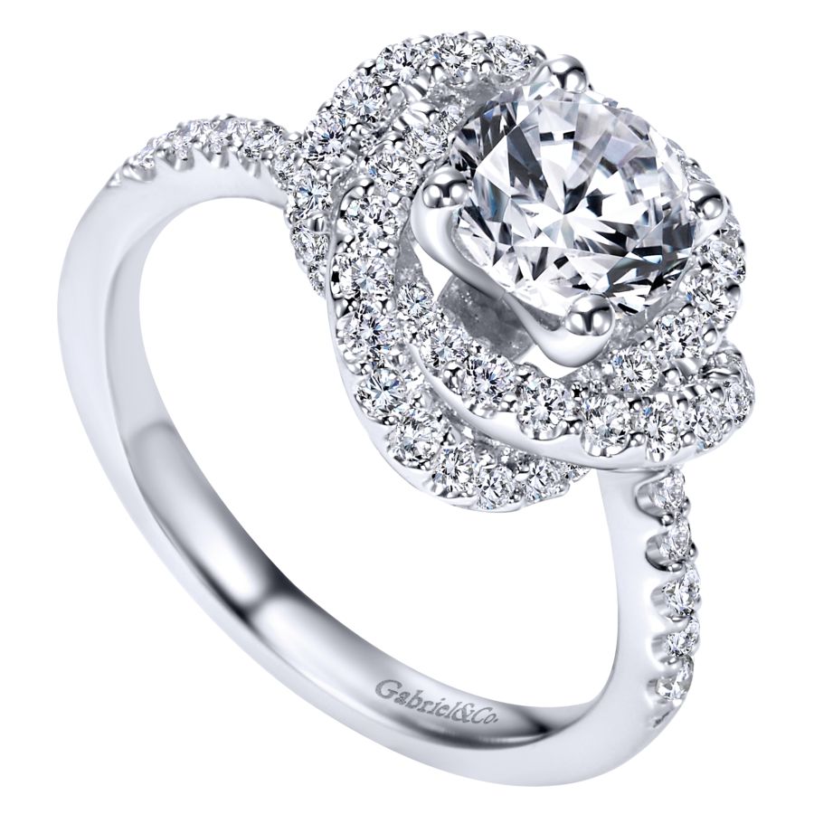 Gabriel & Co. 14 Karat Round Diamond Love Knot Engagement Rings W-ER8143D4