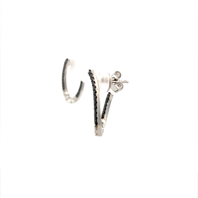 14 Karat Black and White Diamond Front Hoop Earrings E2278-4-WKW
