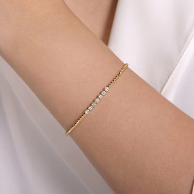 Beaded Diamond Bangle in Yellow Gold by Gabriel & Co.