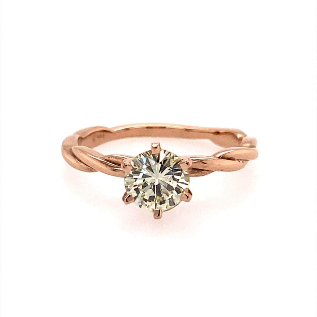 Round Diamond Solitaire Twist Engagement Ring in Rose Gold by B&C