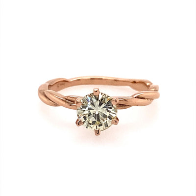 Round Diamond Solitaire Twist Engagement Ring in Rose Gold by B&C
