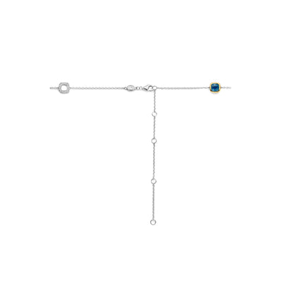 Blue Topaz and CZ Station Necklace in Two-Tone Gold by Ti Sento Milano