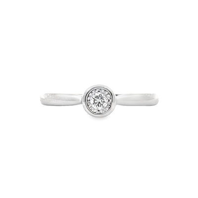 10 Karat White Gold Solitaire 1/10 CT Diamond Engagement Ring JN9580-RH10W070