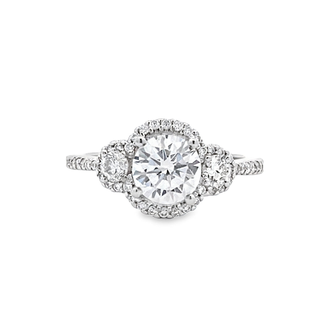 Round Diamond Halo Engagement Ring in White Gold