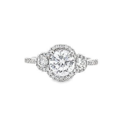 Round Diamond Halo Engagement Ring in White Gold