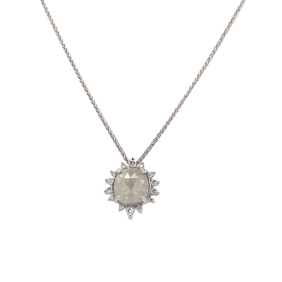 Rose Cut Ice Diamond Pendant in White Gold by B&C