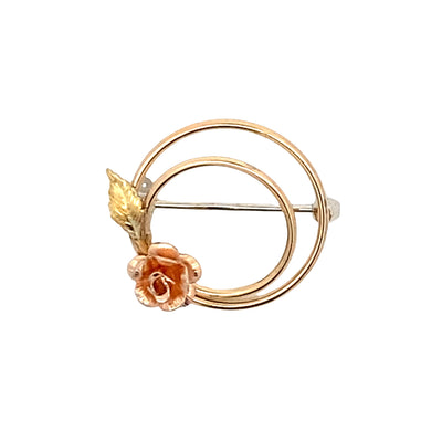 ESTATE Krementz Rose Pin in Two-Tone Gold