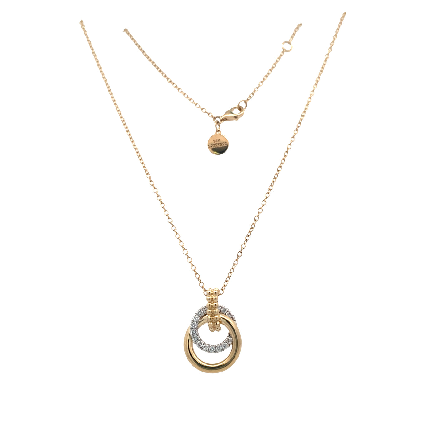 Diamond Interlocking Circle Pendant in Two-Tone Gold by Gabriel & Co.