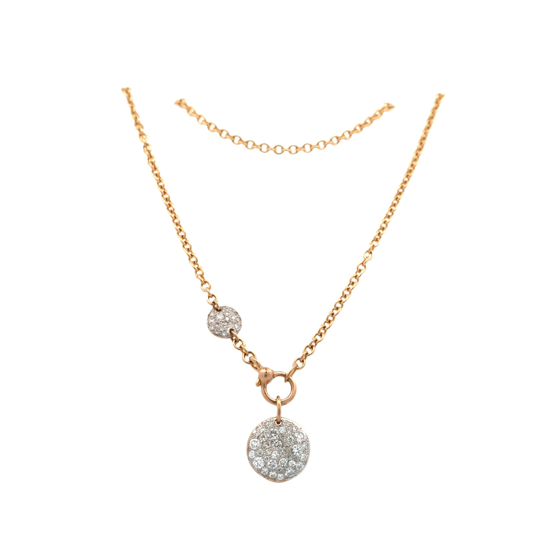 Estate Pomellato 18K Diamond Disc Necklace in Yellow Gold