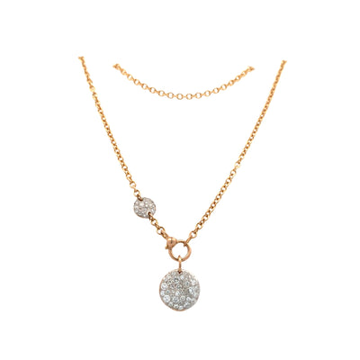 Estate Pomellato 18K Diamond Disc Necklace in Yellow Gold