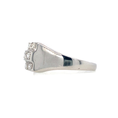 Estate Vintage Inspired Three Row Diamond Band in Platinum