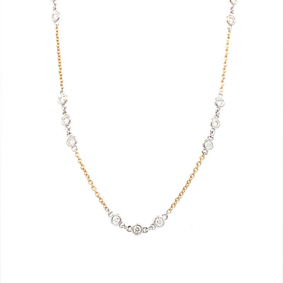 14K Yellow and White Gold 1 CTW Triplet Diamond Necklace