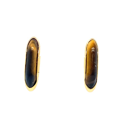 Tiger's Eye Huggies in Yellow Gold by Ania Haie