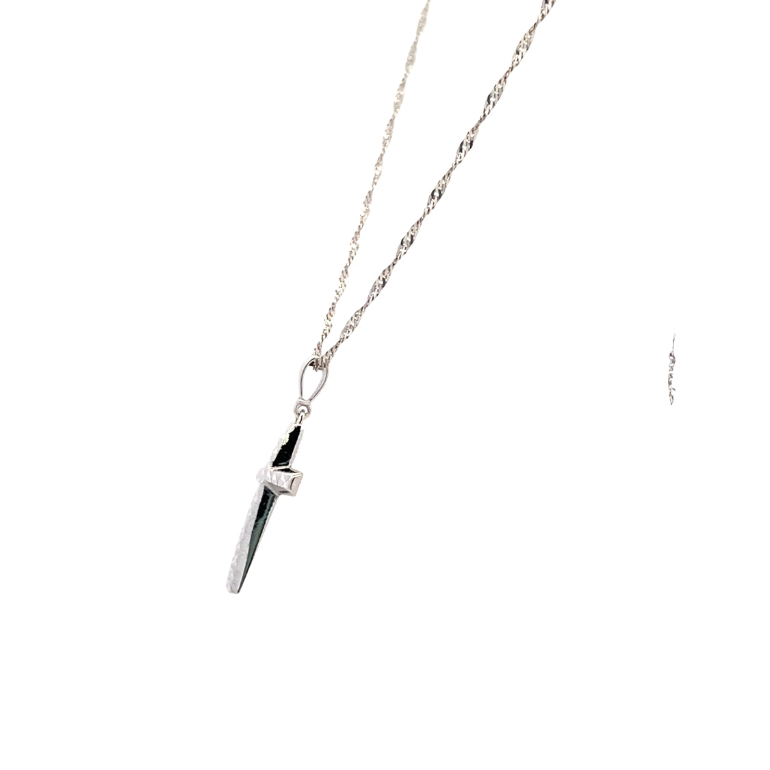 Diamond-Cut Cross Pendant in White Gold with 16" Chain