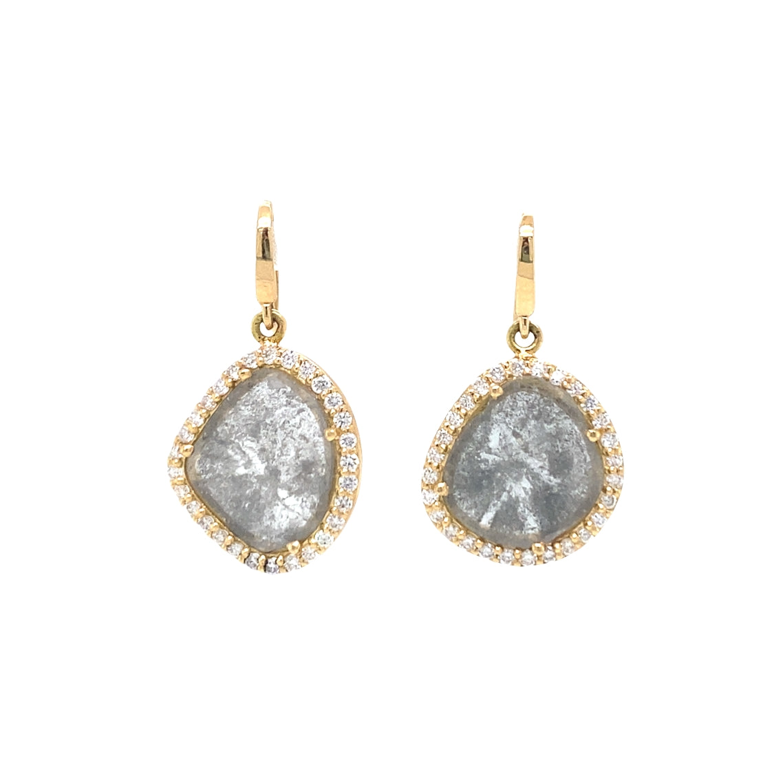 Diamond Slice Drop Earrings in Yellow Gold