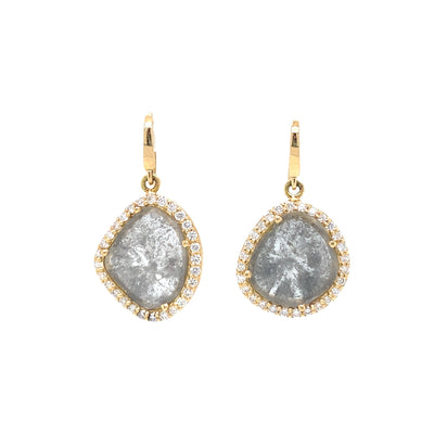 Diamond Slice Drop Earrings in Yellow Gold