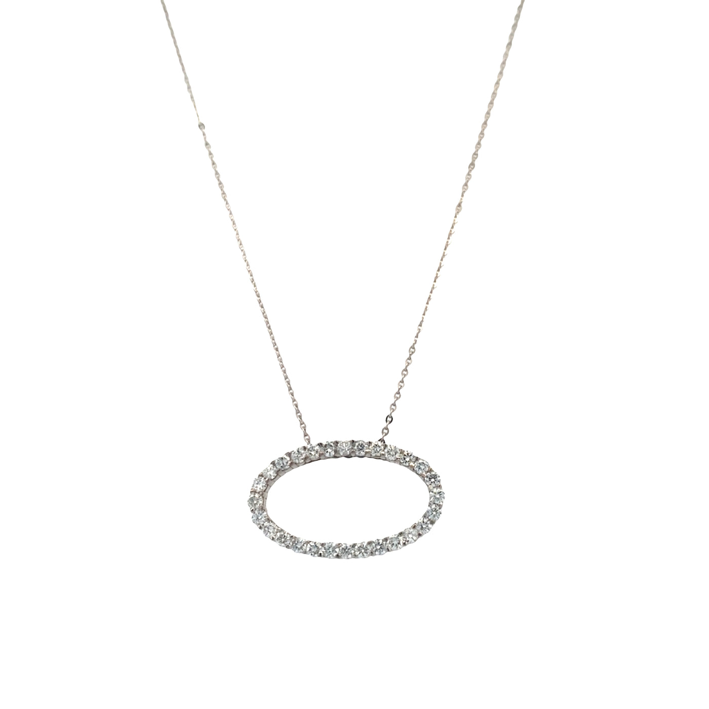 ESTATE Diamond Oval Pendant in White Gold