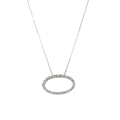 ESTATE Diamond Oval Pendant in White Gold