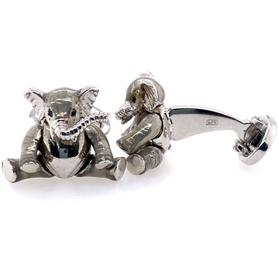 Whimsical Elephant Cufflinks in Silver