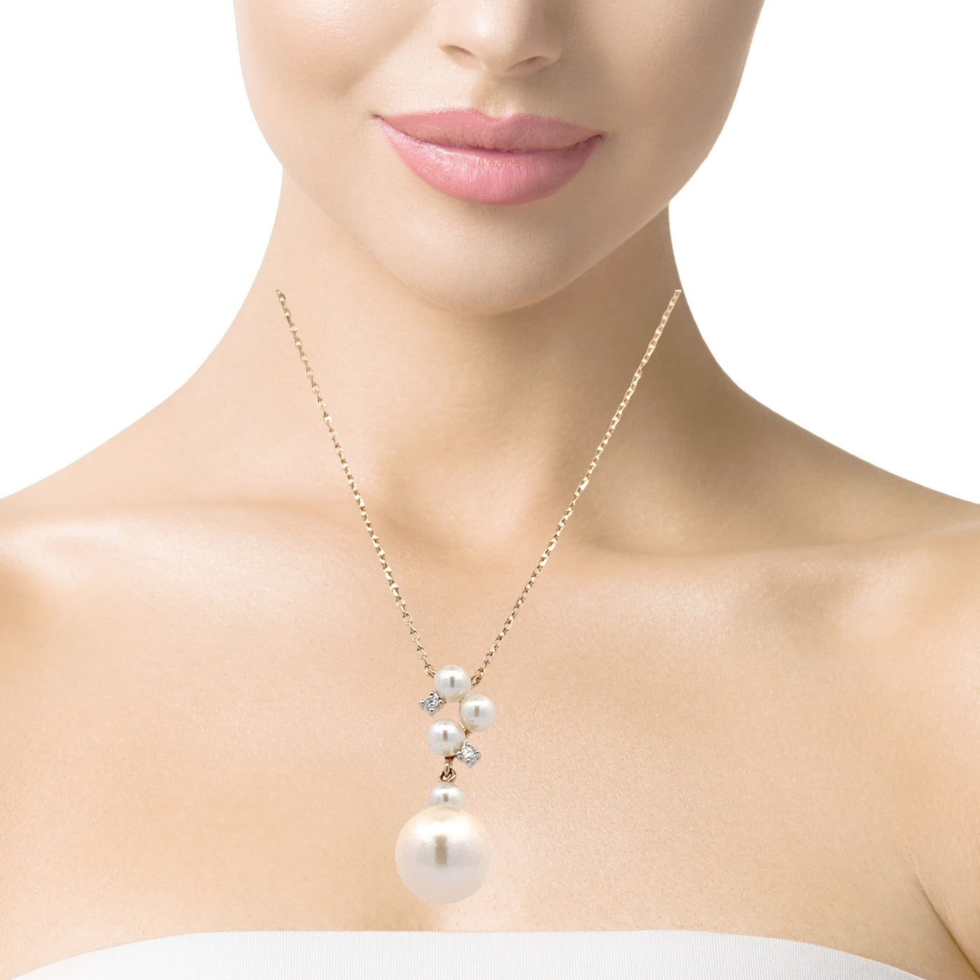 Cluster Pearl Necklace in Yellow Gold by Imperial Pearl
