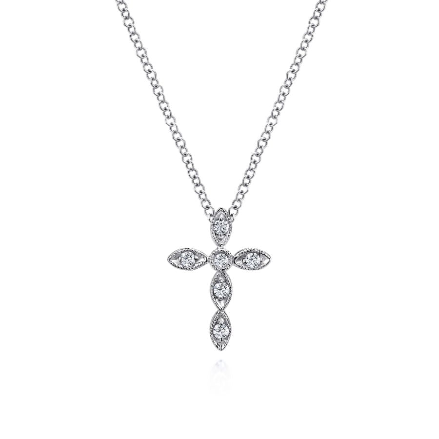 Gabriel & Co 14K White Gold Diamond Cross Pendant NK2210W45jj