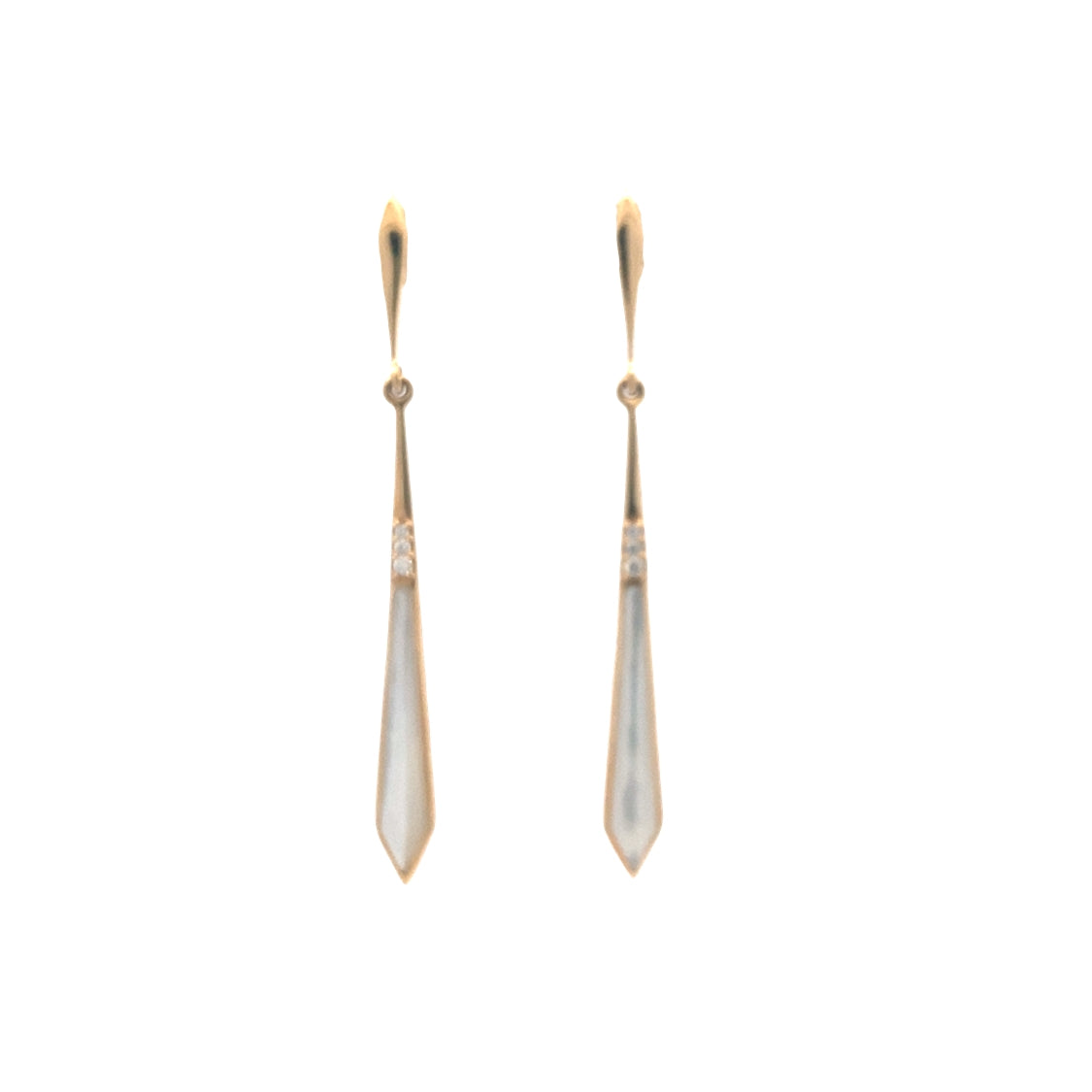 MOP and Diamond Drop Earrings in Yellow Gold by Kabana