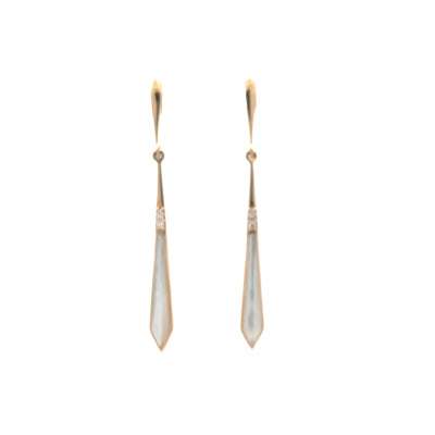 MOP and Diamond Drop Earrings in Yellow Gold by Kabana