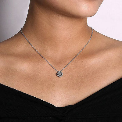 Diamond Open Clover Style Pendant in White Gold by Gabriel & Co.