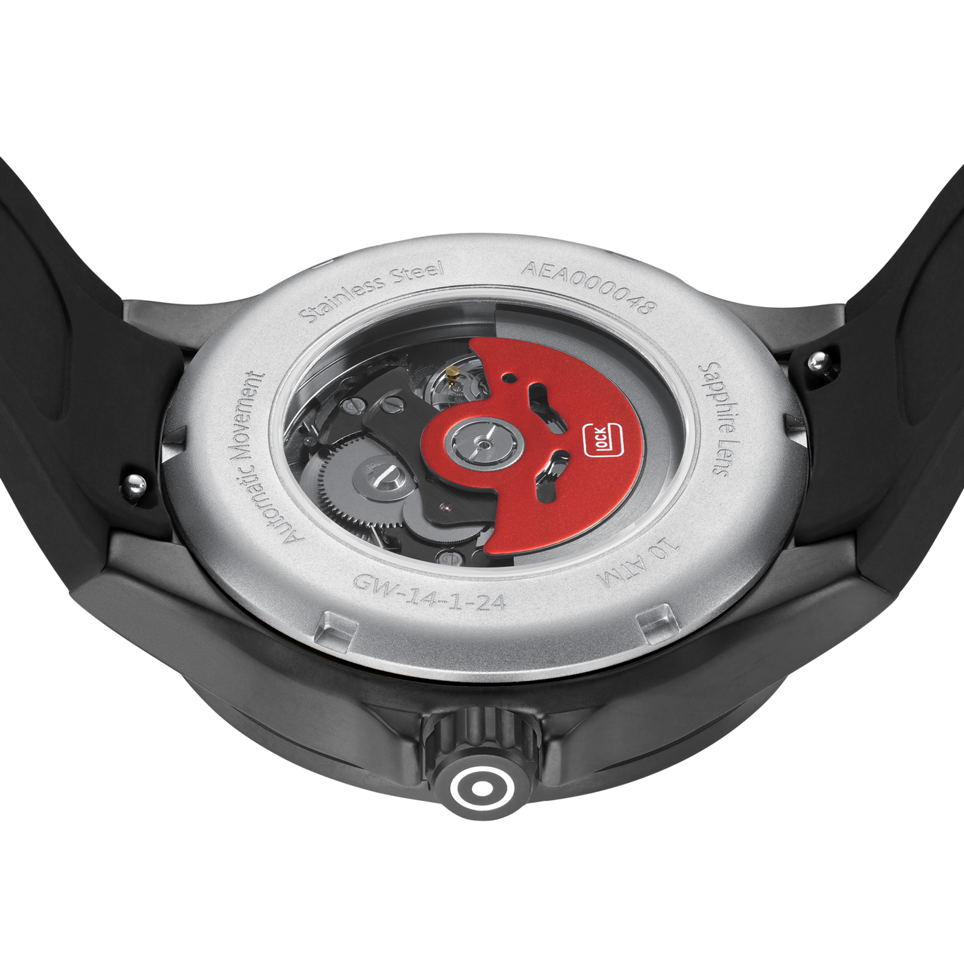 44mm Automatic Black SS Black Silicone Strap 10 ATM by Glock