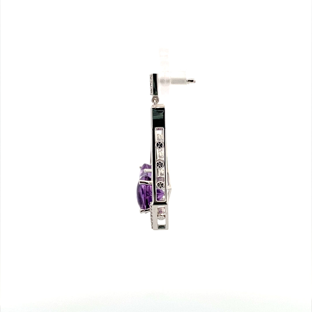 Amethyst and Diamond Earrings in White Gold by B&C