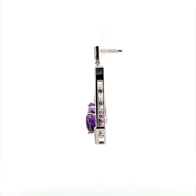 Amethyst and Diamond Earrings in White Gold by B&C