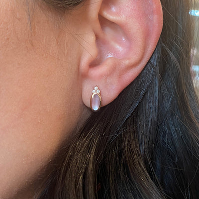 Pink MOPl and Diamond Studs in Rose Gold by Kabana