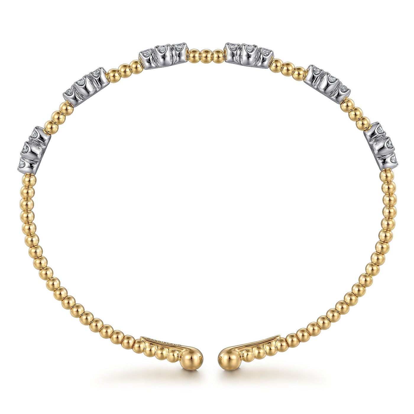 Diamond Clover Beaded Bangle in Yellow Gold by Gabriel & Co.