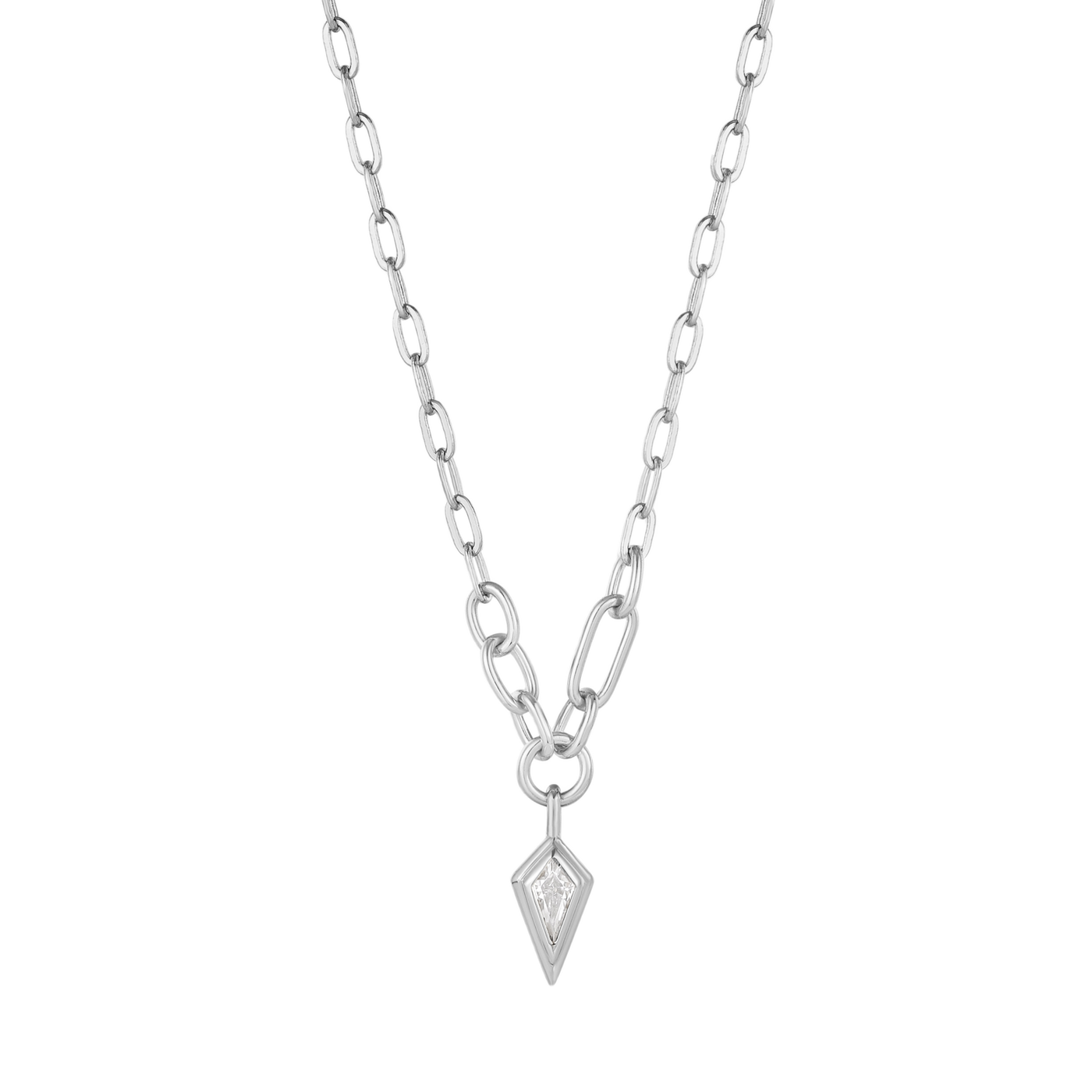 Ania Haie Silver Sparkle Drop Pendant Chunky Chain Necklace N041-02H-W
