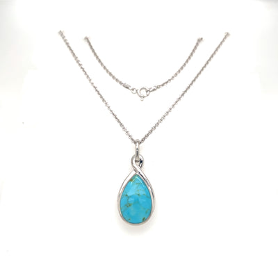 Drop Turquoise Pendant in Silver by Kabana