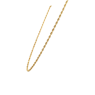Rope Chain 22" 2.5mm Diamond Cut Solid Link in 10K Yellow Gold