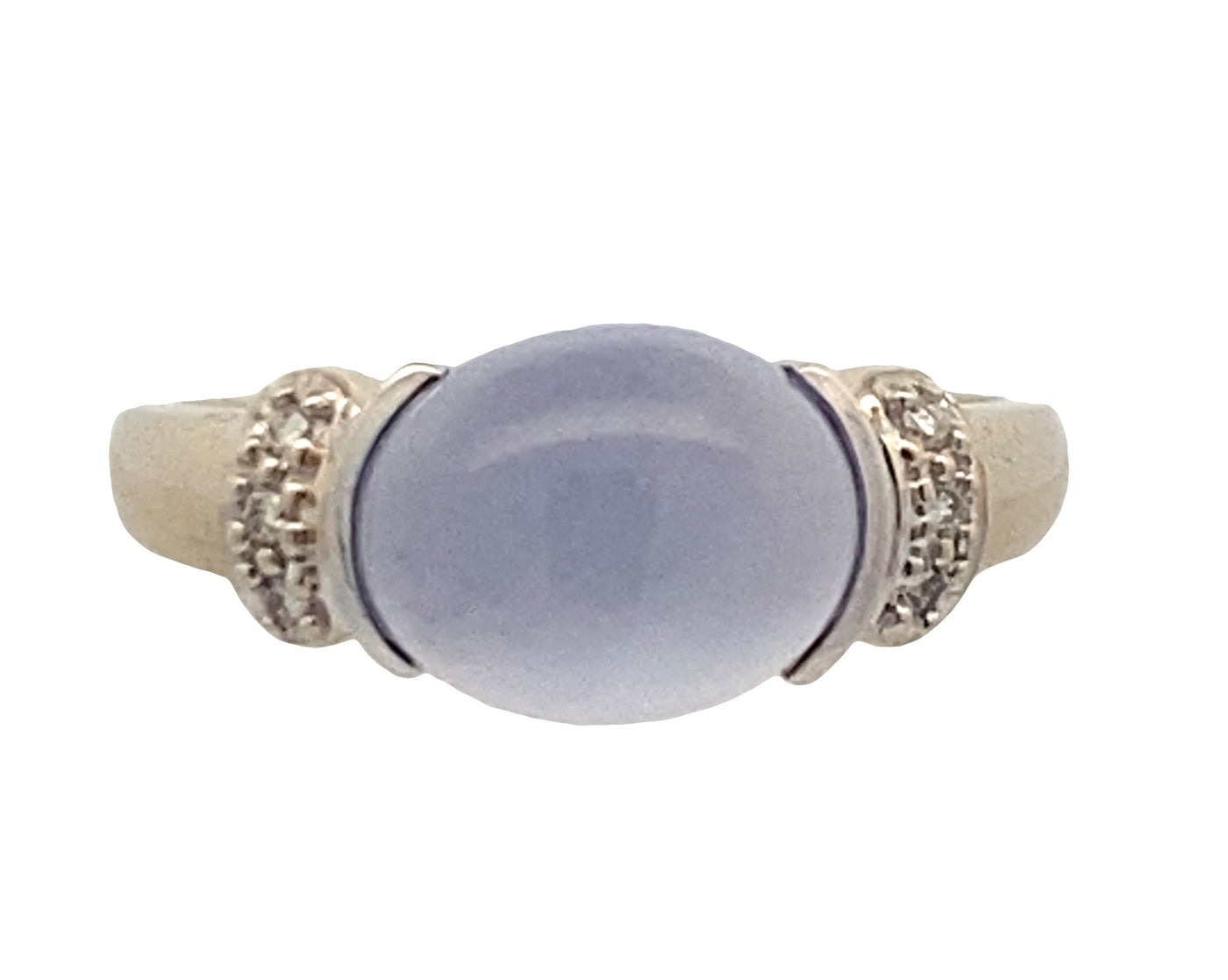 ESTATE Chalcedony and Diamond Ring in White Gold
