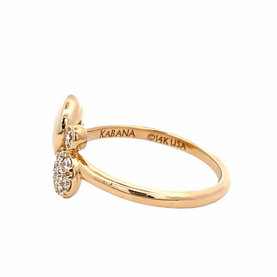 White Mother Of Pearl and Diamond Ring in Yellow Gold by Kabana