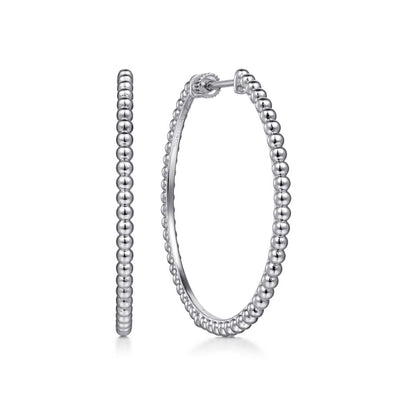 40 MM Beaded Hoop Earrings in Silver by Gabriel & Co.